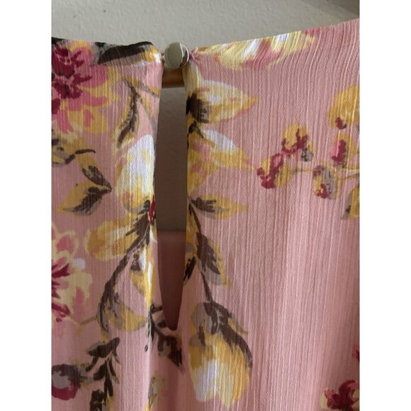 LC Lauren Conrad Ruffle Pink Floral Button Mini Dress Size 3X - Picture 8 of 12